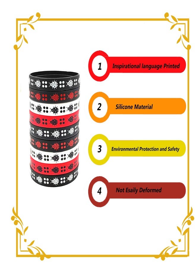 ATSMOICY 24PCS Ladybug Silicone Bracelets Wristband Party Favors -Beetle Theme Decorations Birthday Baby Shower Supplies Carnival/Events/Prize - Image 3